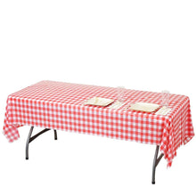 Mountclear 6-Pack Premium Gingham Checkerboard Disposable Plastic Tablecloths 54" x 108" Rectangle Table Cover (Black/White)