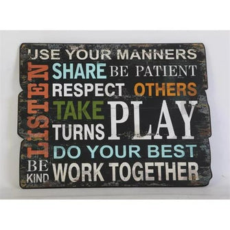 TWG Our Rules Mammas Rules - Decorative Wooden Wall Art Sign