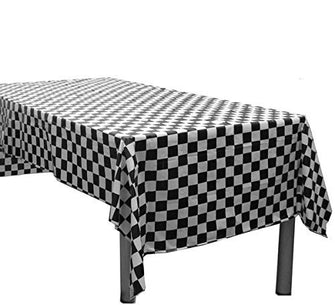 Mountclear 6-Pack Premium Gingham Checkerboard Disposable Plastic Tablecloths 54" x 108" Rectangle Table Cover (Black/White)