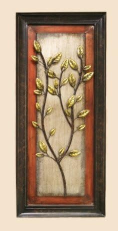 TWG Vintage Antique Metal Wall Sculpture - Asian Plant - Double Branch