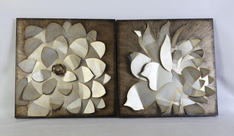 TWG Metal Wall Art Modern Wall Sculptures: Dahlia Flowers - Twin Pack - Silver