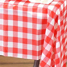 Mountclear 6-Pack Premium Gingham Checkerboard Disposable Plastic Tablecloths 54" x 108" Rectangle Table Cover (Black/White)