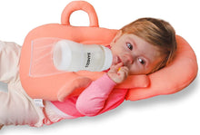 Sanries Bottle Holder for Baby | Hands Free Self Feeding Baby Pillow | Comfortable Cotton Fabric | Baby Bottle Included (Pink)