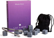 Whiskey Stones Set w/ 12 Granite Chilling Whiskey Rocks | Chill Your Scotch and Cold Drinks | Pouch, Tong and Pretty Box Included