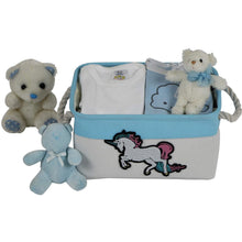 Storage Basket for Nursery, Baby Boy Canvas Bin Perfect as Nursery Organizer & Closet. Decorative Unicorn Storage Box. Great Baby Shower Basket Gift