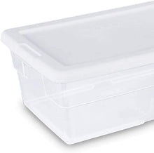 Sterilite 6 Qt Storage Box, Stackable Bin with Lid, Organize Shoes, Crafts in Home, Office, School, Closet, Clear with White Lid, 1-pack