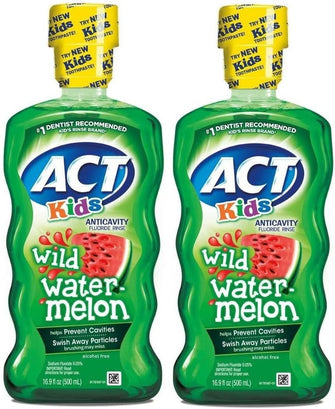 ACT Kids Anticavity Fluoride Rinse, Wild Watermelon, 16.9 Ounce (Pack of 2)…