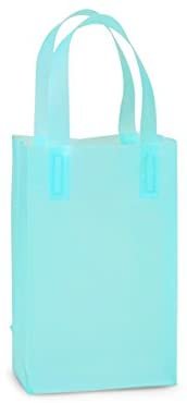 Rose Frosted Plastic Shopping Bags 50 Pcs (Aqua)