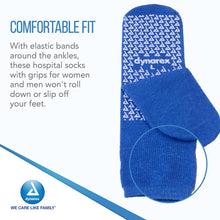 Dynarex Slipper Socks with Grips for Women & Men - Single-Sided Grippy Socks with Elastic Band, Anti-Slip Hospital Socks with Grippers - No Latex - Large, 48 Pairs per Case