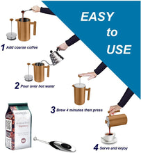 French Press Coffee & Tea Maker, Stainless Steel, Double Walled & Insulated ,34 Oz. With Multi-Screen System