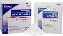 Dukal Non-Woven Sponges 2" x 2". Case of 50 sterile dressings for Wounds. Non-linting. 4-ply Rayon/Poly Blend. Single use. Latex-Free. Individually Packaged.