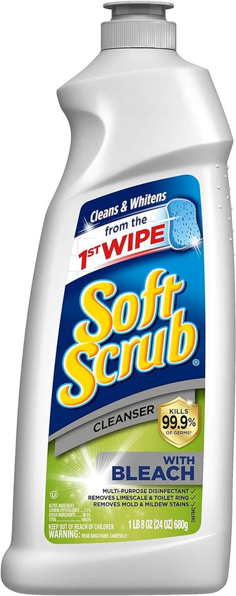 Soft Scrub Cleanser with Bleach Surface Cleaner, Kills 99.9% of Germs, 24 Fluid Ounces