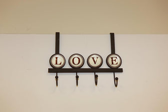 TWG Love Hooks Hooked On Love - 4 Hook Organizer Rack With Love Inscription