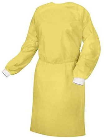 50 Pack AAMI Level 2 Isolation Gowns, Water Resistant, Yellow Size: XXL