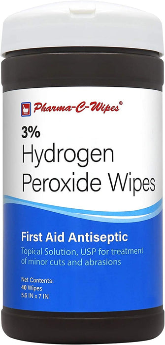 Pharma-C-Wipes 3% Hydrogen Peroxide Wipes (6 Canisters of 40 Wipes for a Total of 240 Wipes)