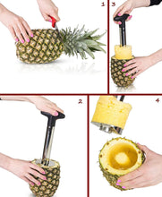 Chefland Black Stainless Steel Pineapple Corer | All in One Pineapple Tool, Peeler, Slicer and Cutter | Non Slip Detachable Handle, Sharp Blades, Easy To Use Core Remover Tool, Easy to Clean