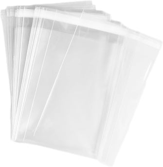 100 Pcs 4 1/8"x5 3/8" Clear Resealable Cellophane Bags - 1.2 MIL Glossy Self Seal Cello Bag for Gifts, Food, Soap, Candles and Bakery Goods - by Priti Parti