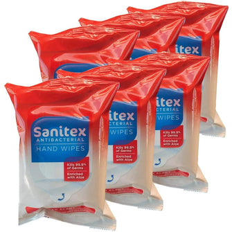 Sanitex Antibacterial Hand Wipes, Fresh Scent, Pack Of 20 Wipes Case Of 24 Packs