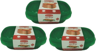 Rubbermaid Take Alongs Food Storage Container, 4-Cup Rectangle, Set of 9 (Green)