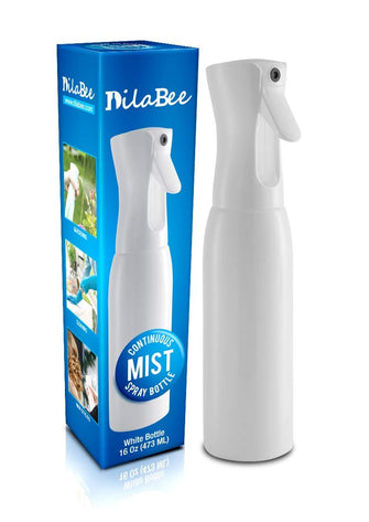 DilaBee Continuous Mist Empty White Spray Bottle For Hair - Salon Quality 360 Water Misting Sprayer - Pressurized Aerosol Stylist Spray Mister BPA Free (16 Oz)