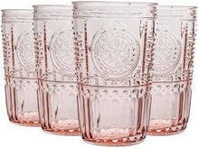 Bormioli Rocco Romantic Set Of 4 Tumbler Glasses, 11.5 Oz. Colored Crystal Glass, Cotton Candy Pink, Made In Italy.