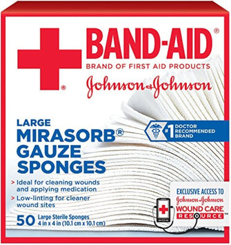 JOHNSON & JOHNSON Band-Aid Mirasorb Gauze Sponges 4 Inches X 4 Inches 50 Each (Pack of 5)