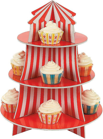 Big Top Carnival Cupcake Stand - 3 Tiers - Circus Birthday Party Supplies