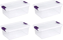 Sterilite 15-Quart Clearview Latch Box Storage Tote Container Storage 4PK, Purple