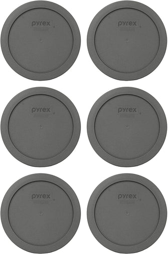 Pyrex 7201-PC Puddle Gray Round Plastic Food Storage Replacement Lids - 6 Pack