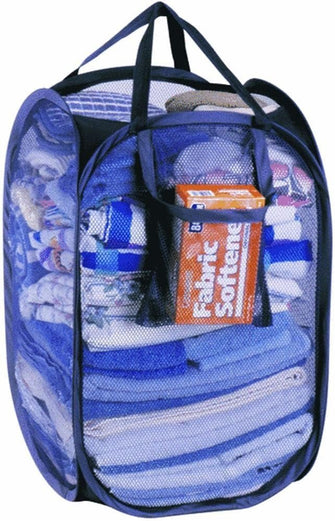 Pop-Open Light Duty Hamper Easy Carry Mesh Hamper 14x14x22 Approximate