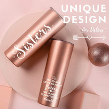 Sister Gifts from Sisters, Insulated Stainless Steel Tumblers with Lids and Straws, For Birthday/Christmas, "Side by Side or Miles Apart, Sisters are Always Connected by Hearts"(20 oz) Rose gold