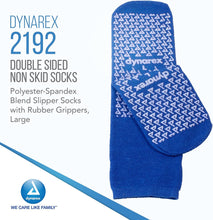 Dynarex Double Sided Non-Skid Socks - Non-Slip Hospital Slipper Socks with Grips, Unisex - Polyester-Spandex Blend - Warm, Fuzzy, No Latex - Large, 48 Pairs per case