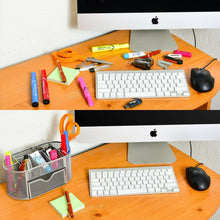 8 Compartment Desk Organizer Wire Mesh w/Additional Drawer, Silver