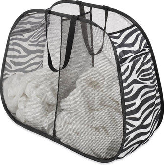 Whitmor Pop and Fold Double Hamper, Zebra