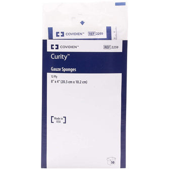 Covidien 2259 Curity Gauze Sponges, 12-Ply, 8" x 4" Size (Pack of 50)