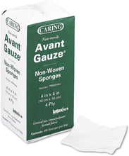 Caring Non-Sterile Avant Gauge Non-Woven Sponges 4"x4", 4-ply, 200 Sponges/Bag