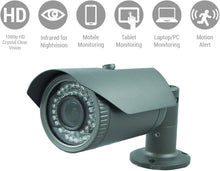 Amazix IP Surveillance 3-Axis Bracket BulletCamera | Ultimate 1080p Vandal-Proof & Waterproof Security Camera With 42LEDs | Superb Night Vision | 40m IR Range, Varifocal Lens & Intelligent Alarm