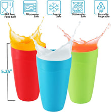 Set of 12 - Kids Cups - 15 oz Kid Cups - Kids Reusable Plastic Cups - Microwave Dishwasher Safe Kids Plastic Cups – BPA Free Cups for Kids- 4 Vibrant Colors - Great For Party & Picnic