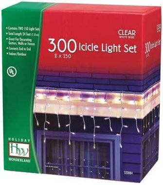 (4) ea Noma/Inliten Holiday Wonderland 14084W-88 300 count Clear / white Wire Icicle Light Sets