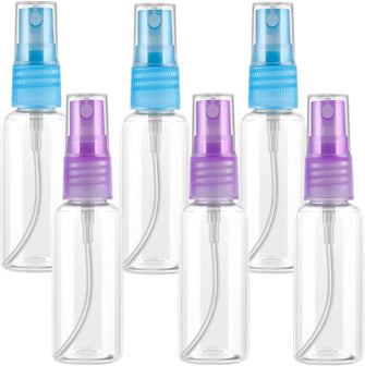 6  pack Spray bottle 1.6oz/45ml Clear Fine Mist Empty Mini Travel Bottles BPA Free Leak Proof Refillable Liquid Container With Cap