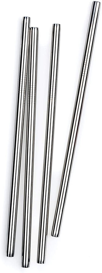 RSVP International Endurance Stainless Steel 8.5" Frozen Drink Straws, 4 Count | 5mm Fits Most Tumblers | Reusable & Durable |For Smoothies, Frappes, Sodas, Tea & More | Dishwasher Safe