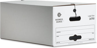 Business Source 26750 Storage Boxes, Legal, 350 lbs, 15-Inch x24-Inch x10-Inch, 12/CT, White