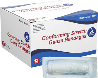Dynarex Stretch Gauze Bandages, Sterile, 4" x 4.1 yards, 12/bx