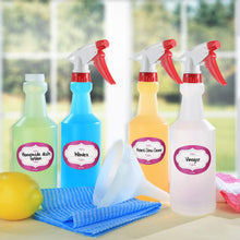 Pack of 8 - 16 Oz Empty Plastic Spray Bottles – Plastic Spray Bottle for Cleaning Solutions - Mist Stream and Off Trigger Settings – Comes with Funnel,Caps, & Labels - Great for Home,Garden,Chemical