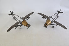 Vintage Holiday Gifts Metallic Propeller Engine Plane Single Bottle Wine Holder