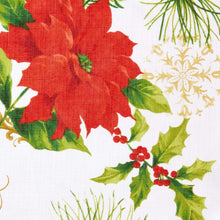 HomeCrate Belle Decorative Christmas Poinsettia Printed Tablecloth, 60" X 104", Ivory