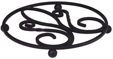 Spectrum Diversified Patrice, Heat-Resistant Steel Dining Protector Classic Metal Trivet Table, Holds Hot Pots & Cast Iron Cookware, Fleur de Lis Kitchen Decor, Black