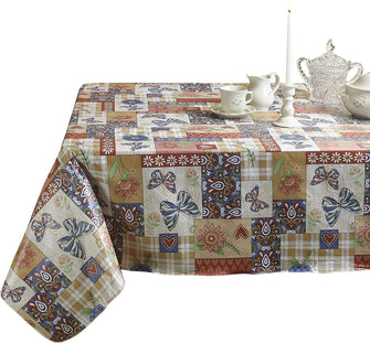 HomeCrate Rustic Patchwork Heavyweight Vinyl Tablecloth, 60" X 104"