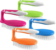 Scrub Brush for Cleaning - Pack of 4 - Comfort Grip Cleaning Brush – Colorful Scrub Brush for Cleaning- Bathroom Scrubber Cleaning Supplies - Scrub Brush With Handle for Bathroom, Shower, Sink, Carpet