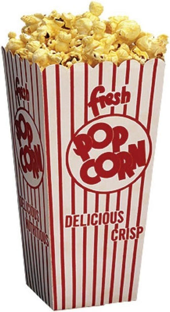 100 Pack Benchmark USA 41047 Popcorn Scoop Boxes - 1.25 Oz- 8.5 In. Tall